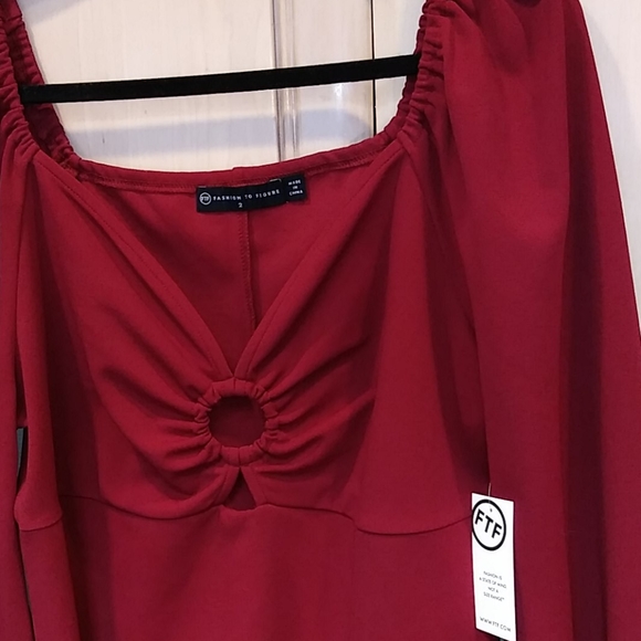 Fashion To Figure Deep Red Crop Top - Picture 4 of 7